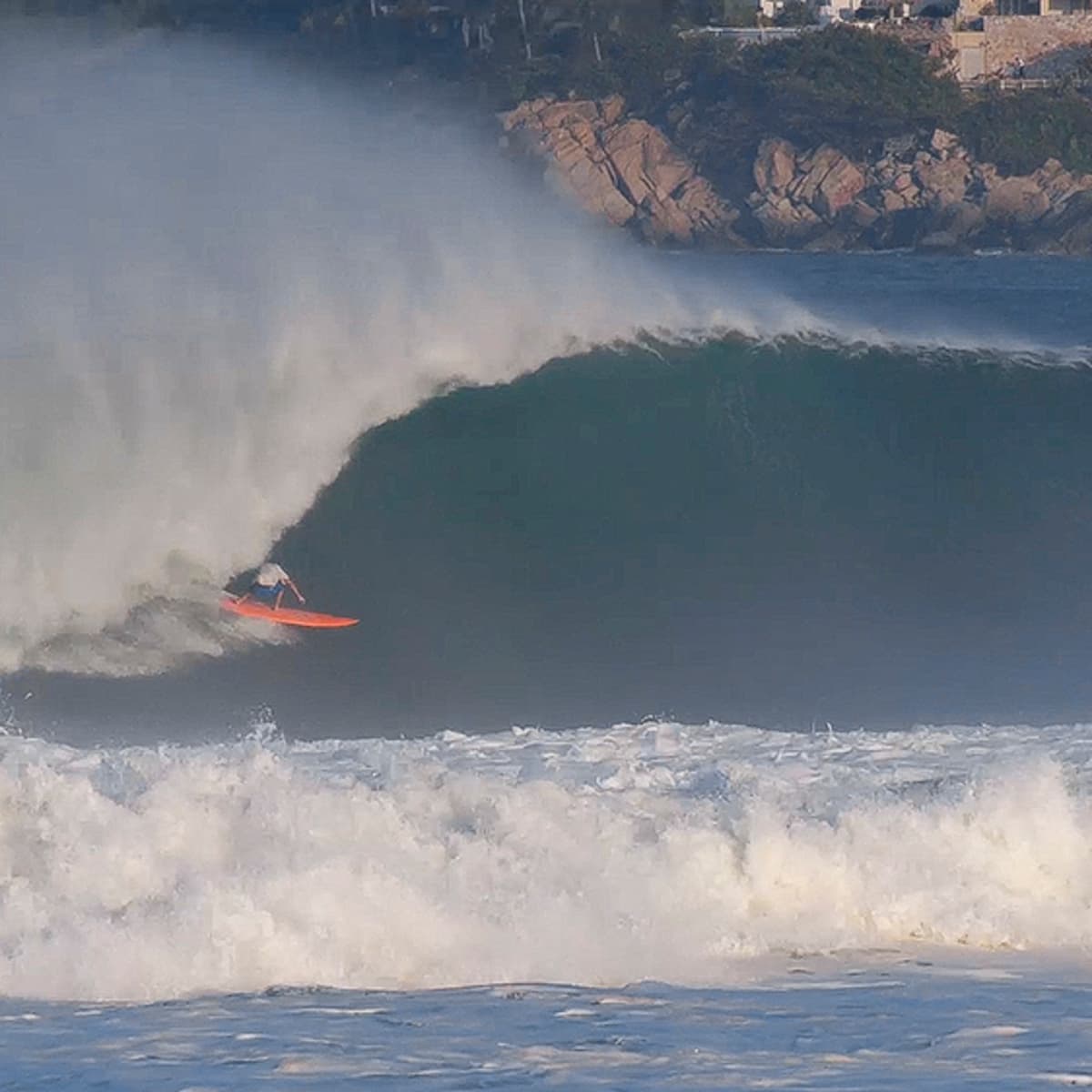 Brave Surfers Paddle into Large Waves at Puerto Escondido