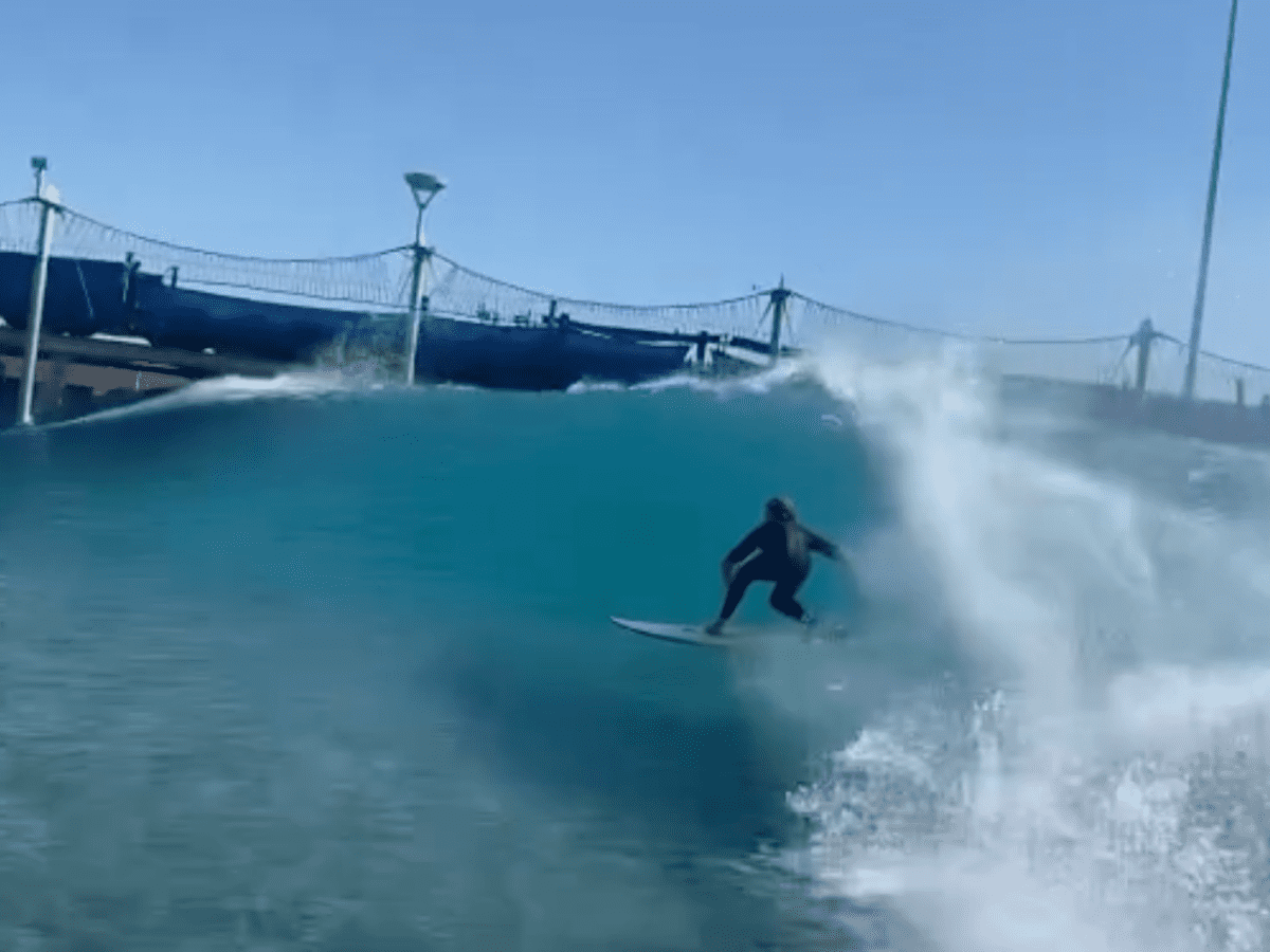 Snowboarder Shaun White Gets Super Barreled at Kelly Slater's Surf