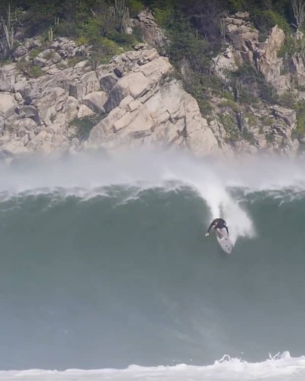 Brave Surfers Paddle into Large Waves at Puerto Escondido