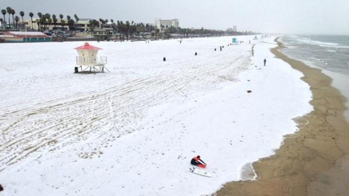 Snow Day in Huntington Beach SURFER Magazine Surfer