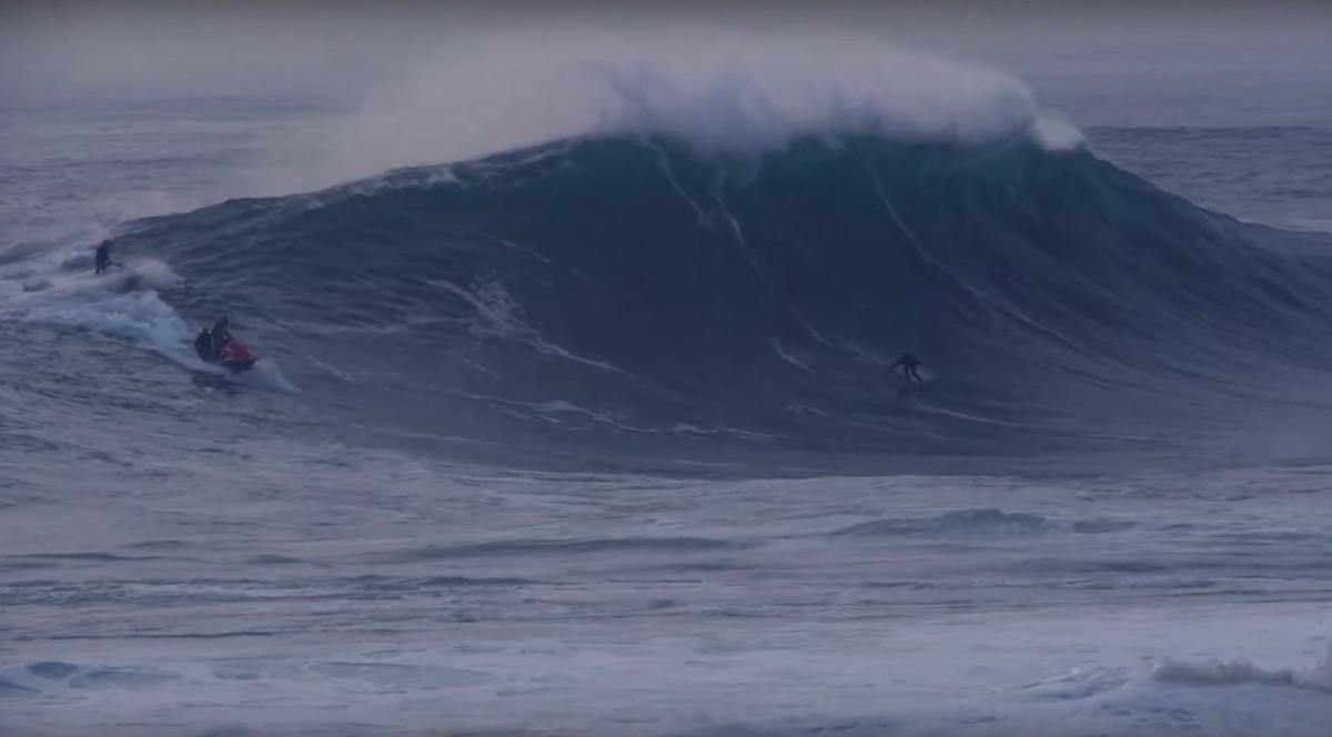 More Not Surfing: Brad Domke Skims Nazaré - Cowabunga! - Surfer