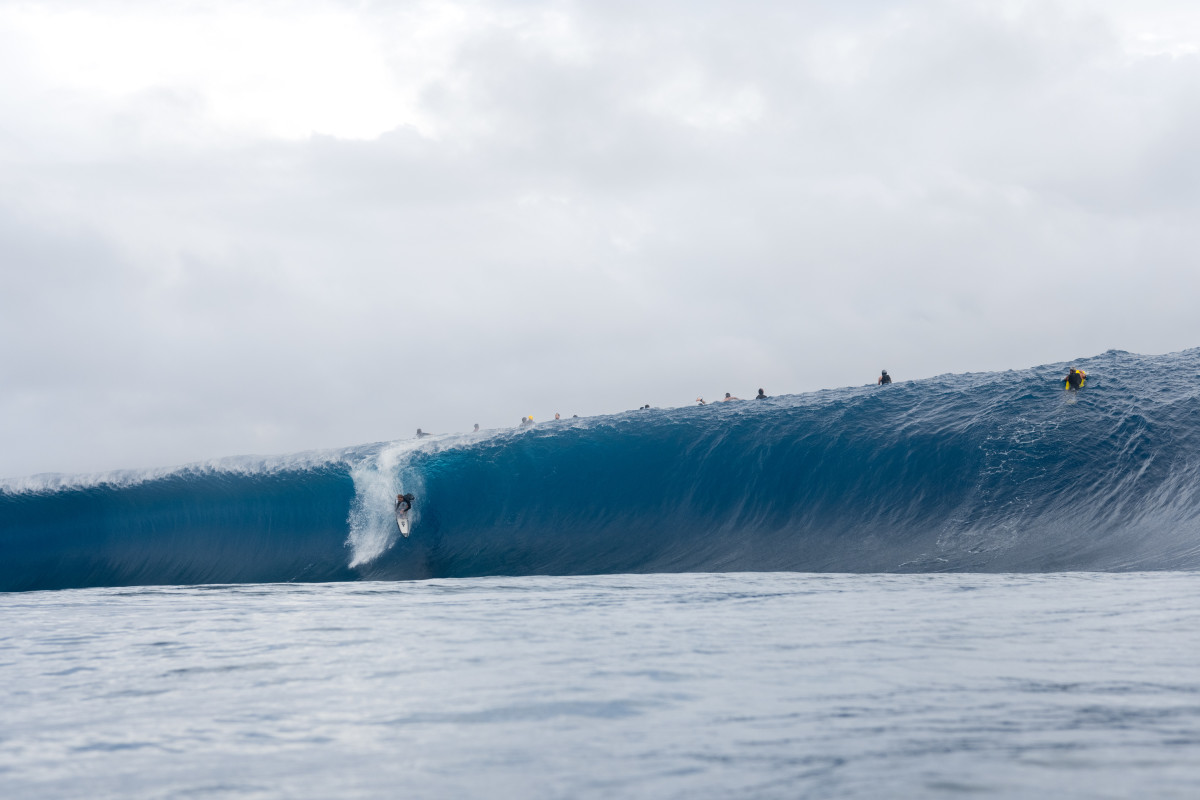 Eimeo Czermak at Teahupo'o, Tahiti, in July 2024.