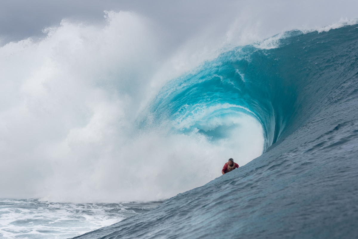 Raimana Van Bastolaer at Teahupo'o, Tahiti, in July 2024.