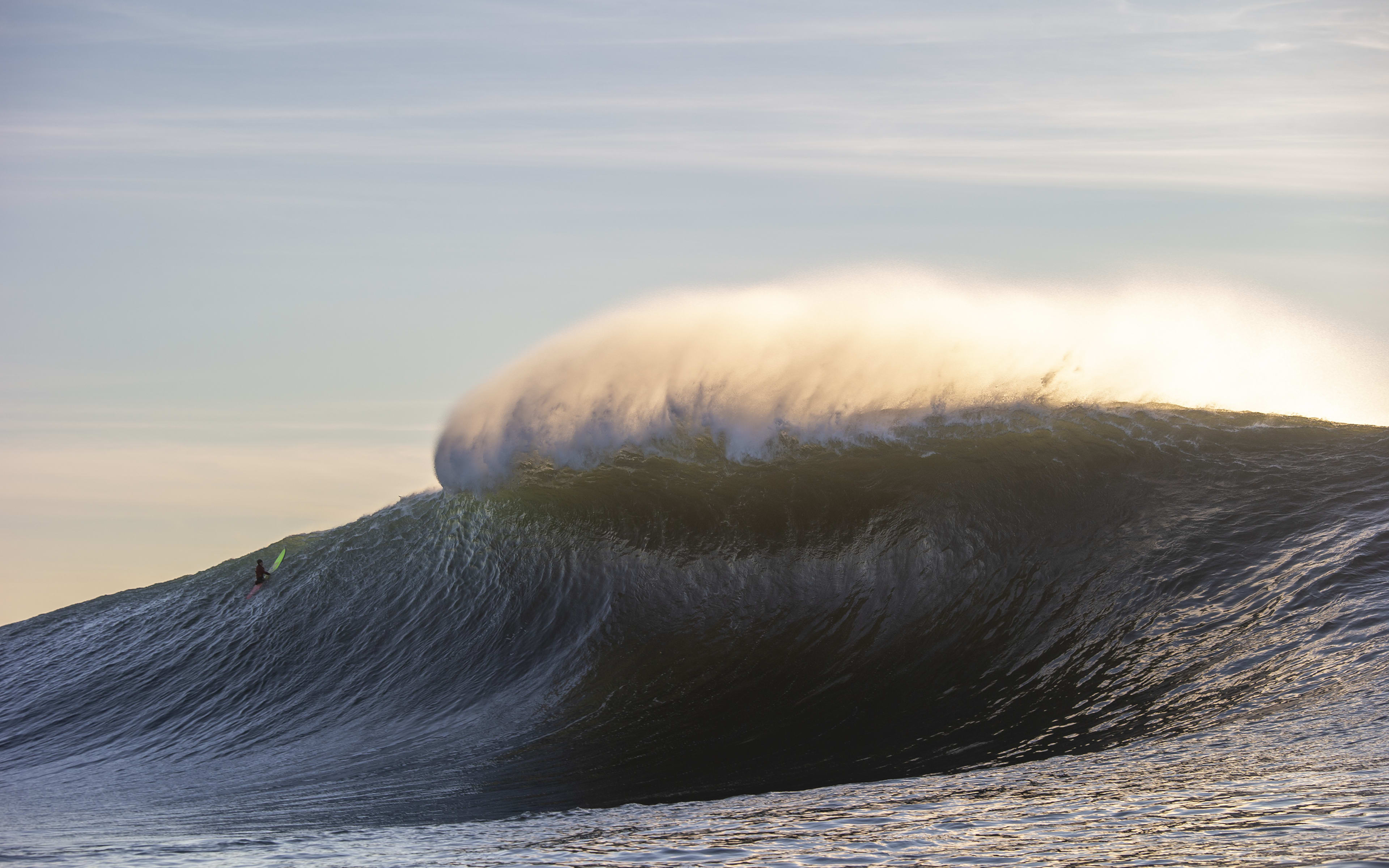 Photographer with Large Empty Mavericks Wave 2024 Fine Art Digital Print